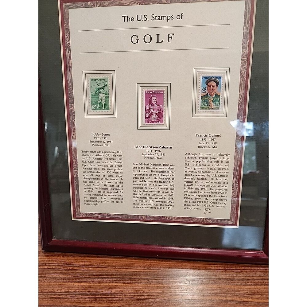 U.S. STAMPS‎ OF GOLF COA 1990 TEXAS STAMPS LIMITED EDITION 595 Of 5000 Jones ...